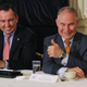 Environmental Protection Agency Administrator Scott Pruitt (right) gives a thumbs-up during a meeting with Utah Speaker of the House Greg Hughes and other state and local leaders in the State Dining Room at the White House in Washington, D.C., on Feb. 12, 2018.